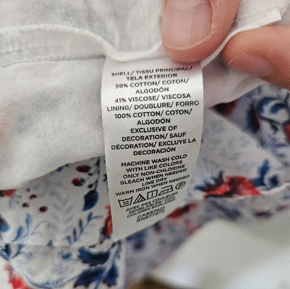 Ann Taylor Floral Ruffle Sleeve Maxi Dress Large Red White & Blue - Picture 10 of 11